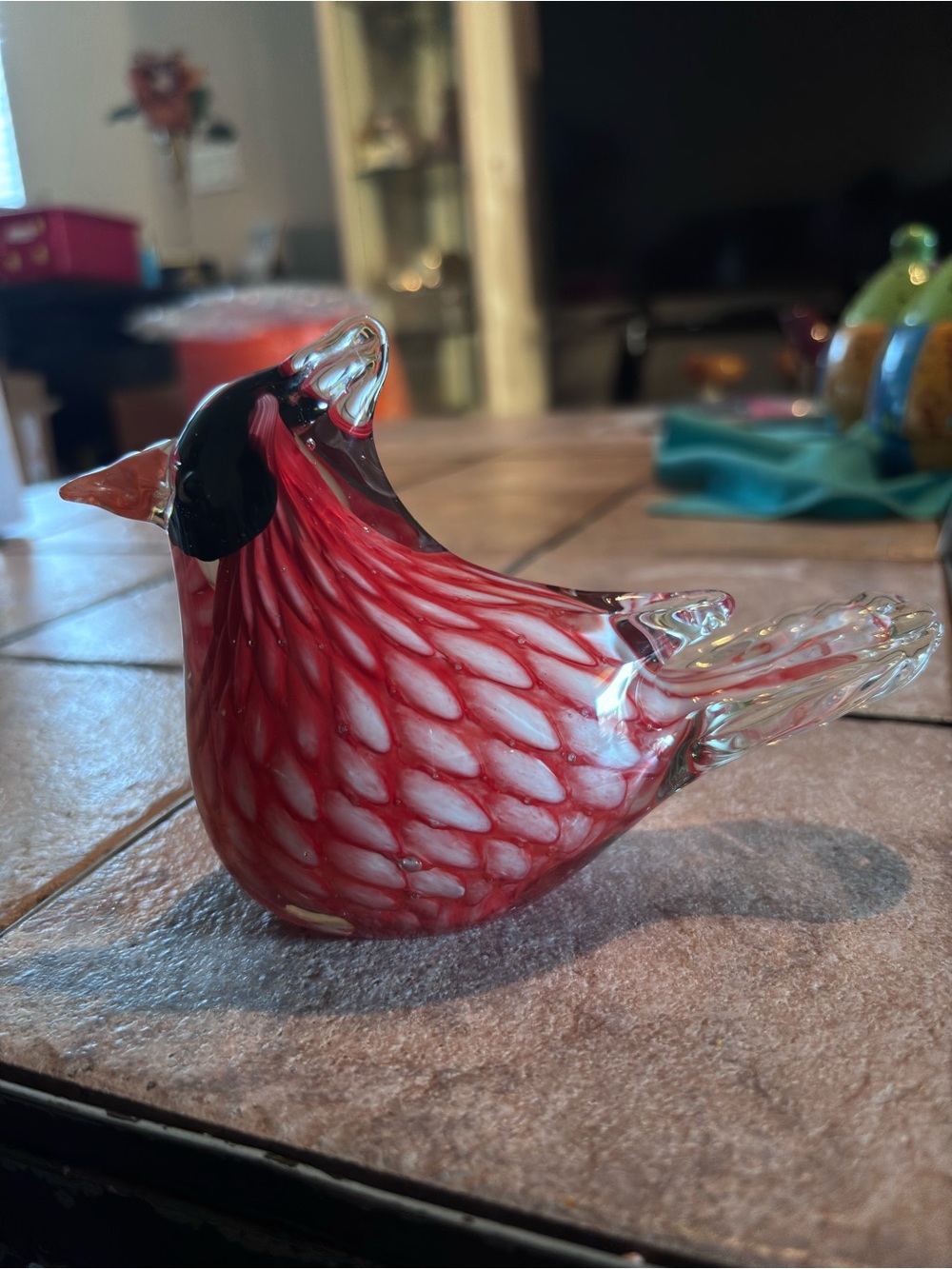Hand Blown Cardinal Figure Paper Weight Pre Owned Excellent Condition